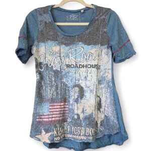 Panhandle " Cross Roads Roadhouse" Western Graphic Tee -Kick Up Your Boots Small